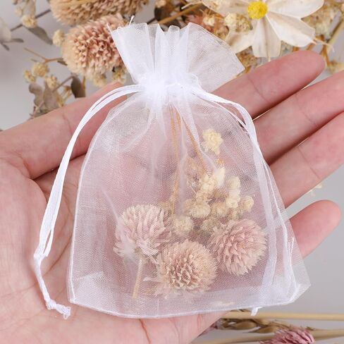 WLLHYF 50Pcs Organza Gift Bags 3x4 Inch Sheer Wedding Favor Bag Mesh Drawstring Party Present Pouches White Jewelry Organizer for Christmas Halloween Candy Sachet Decoration Packaging in Saudi Arabia