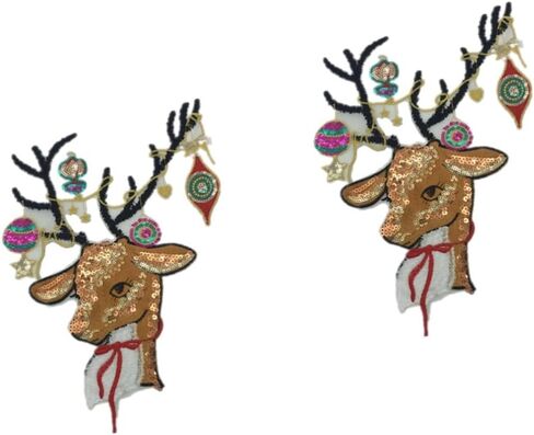 EXCEART التطريز التصحيح 2PCS الملحقات زينت شارة الملحقات ملصقات الشعار بقع الخياطة الحديد على ES للملابس بقع الملابس عيد الميلاد القماش المطرزة بقع in Kuwait