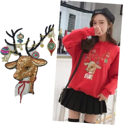 EXCEART التطريز التصحيح 2PCS الملحقات زينت شارة الملحقات ملصقات الشعار بقع الخياطة الحديد على ES للملابس بقع الملابس عيد الميلاد القماش المطرزة بقع in Kuwait