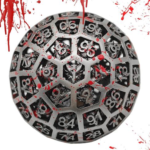 مجموعة نرد DND D100 معدنية متعددة السطوح مجوفة آر بي جي الزنزانات والتنينات باثفايندر MTG D&D ملحقات ألعاب النرد والتعليم الرقمي مع حقيبة جلدية سوداء ملونة in Kuwait