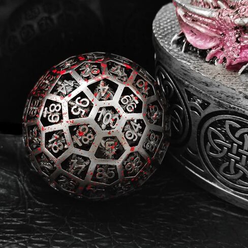 مجموعة نرد DND D100 معدنية متعددة السطوح مجوفة آر بي جي الزنزانات والتنينات باثفايندر MTG D&D ملحقات ألعاب النرد والتعليم الرقمي مع حقيبة جلدية سوداء ملونة in Kuwait