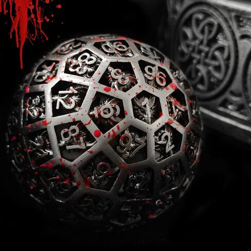 مجموعة نرد DND D100 معدنية متعددة السطوح مجوفة آر بي جي الزنزانات والتنينات باثفايندر MTG D&D ملحقات ألعاب النرد والتعليم الرقمي مع حقيبة جلدية سوداء ملونة in Kuwait