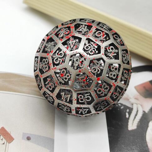 مجموعة نرد DND D100 معدنية متعددة السطوح مجوفة آر بي جي الزنزانات والتنينات باثفايندر MTG D&D ملحقات ألعاب النرد والتعليم الرقمي مع حقيبة جلدية سوداء ملونة in Kuwait