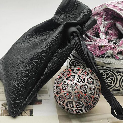 مجموعة نرد DND D100 معدنية متعددة السطوح مجوفة آر بي جي الزنزانات والتنينات باثفايندر MTG D&D ملحقات ألعاب النرد والتعليم الرقمي مع حقيبة جلدية سوداء ملونة in Kuwait