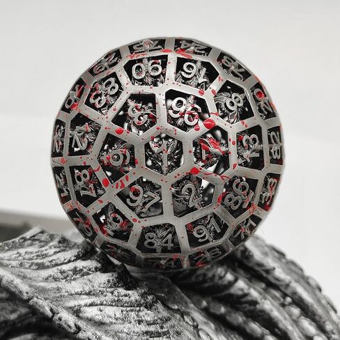 مجموعة نرد DND D100 معدنية متعددة السطوح مجوفة آر بي جي الزنزانات والتنينات باثفايندر MTG D&D ملحقات ألعاب النرد والتعليم الرقمي مع حقيبة جلدية سوداء ملونة in Kuwait