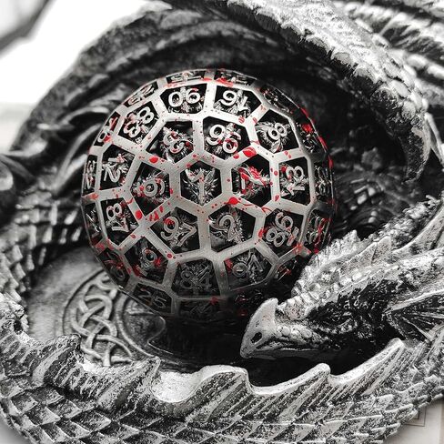 مجموعة نرد DND D100 معدنية متعددة السطوح مجوفة آر بي جي الزنزانات والتنينات باثفايندر MTG D&D ملحقات ألعاب النرد والتعليم الرقمي مع حقيبة جلدية سوداء ملونة in Kuwait