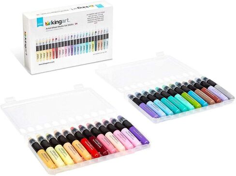 KINGART 583-24 Pastel GEL STICK Set, Artist Pigment Crayons, 24 Unique Colors, Water Soluble, Creamy, and Odorless, Use on Paper, Wood, Canvas and more in Saudi Arabia
