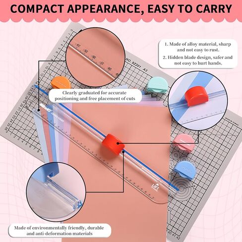 Paper Cutter, Kaluofan Paper Trimmer with 7 Type of Cutting Blade, Unrestricted and Portable Scrapbooking Tool with Side Ruler, for Largest Newspaper A4 Craft Paper PVC Photo Film and Cardstock in Kuwait