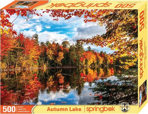 Springbok Autum Lake 500 Piece Jigsaw Puzzle for Adults Features Breathtaking Autumn Foliage Against a Reflective Lake in Saudi Arabia