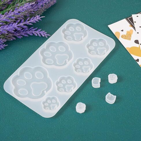 Magibeads 5Pcs Paw Print Silicone Molds Cute Cat Head Dog Resin Mold Pet Paw Footprint Resin Casting Molds for Crafts DIY Dog Collar Earring Keychain UV Epoxy Resin Jewelry Making Supplies in Kuwait