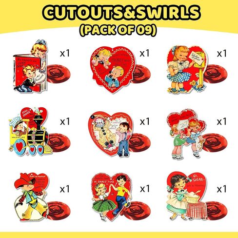 مجموعة ديكورات عيد الحب العتيقة من xituodai تتضمن 3 قطع لافتة عيد الحب مع 20 نمطًا من بطاقات التعليق و9 قطع دوامة معلقة، لوازم حفلات عيد الحب التقليدية in Kuwait