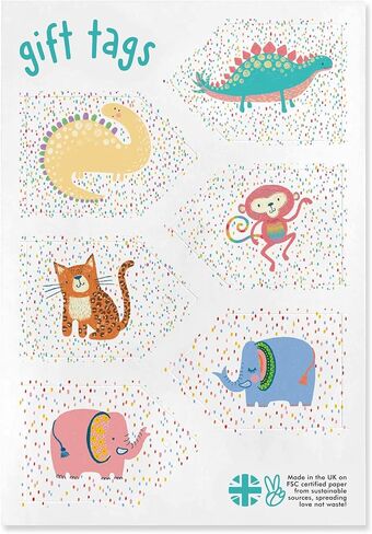 CENTRAL 23 Wrapping Paper for Boys (x6) Sheets - Dinosaurs and Safari Animals - For Girls - New Baby Birthday Gift Wrap - Green and Blue - Recyclable in Saudi Arabia