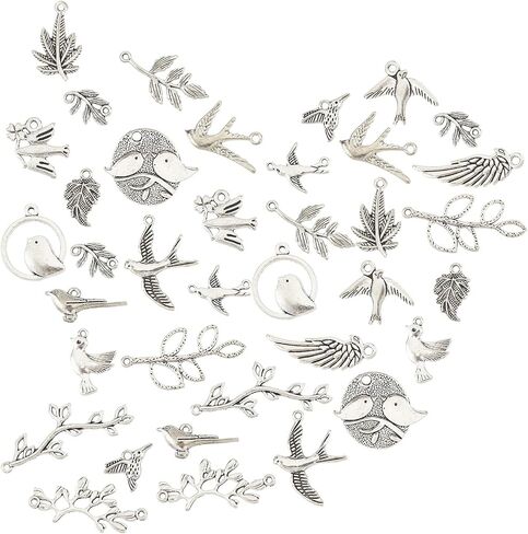 SUNNYCLUE 1 Box 80PCS 10 Styles Bird Tree Leaf Connector Charms Alloy Links Findings Chakra Craft Supplies for DIY Jewelry Bracelet Necklace Earring Making Crafting Accessories，Antique Bronze in Saudi Arabia