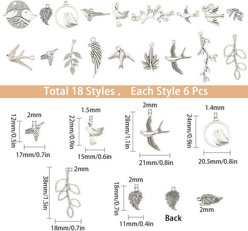 SUNNYCLUE 1 Box 80PCS 10 Styles Bird Tree Leaf Connector Charms Alloy Links Findings Chakra Craft Supplies for DIY Jewelry Bracelet Necklace Earring Making Crafting Accessories，Antique Bronze in Saudi Arabia