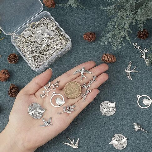 SUNNYCLUE 1 Box 80PCS 10 Styles Bird Tree Leaf Connector Charms Alloy Links Findings Chakra Craft Supplies for DIY Jewelry Bracelet Necklace Earring Making Crafting Accessories，Antique Bronze in Saudi Arabia