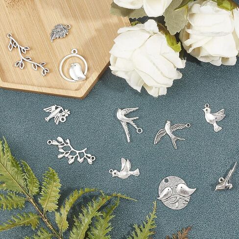 SUNNYCLUE 1 Box 80PCS 10 Styles Bird Tree Leaf Connector Charms Alloy Links Findings Chakra Craft Supplies for DIY Jewelry Bracelet Necklace Earring Making Crafting Accessories，Antique Bronze in Saudi Arabia