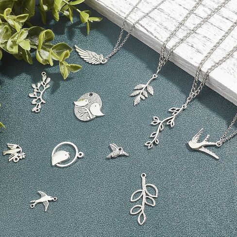 SUNNYCLUE 1 Box 80PCS 10 Styles Bird Tree Leaf Connector Charms Alloy Links Findings Chakra Craft Supplies for DIY Jewelry Bracelet Necklace Earring Making Crafting Accessories，Antique Bronze in Saudi Arabia