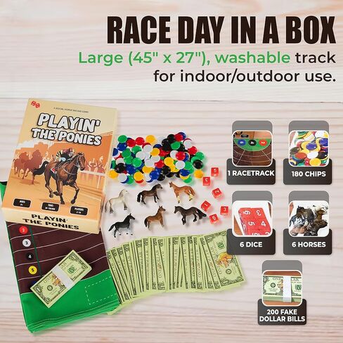 Playin' The Ponies - Horse Race Board Game, Horse Games, Horse Racing Game for Adults, Horse Racing Board Game, Derby Horse Race Game, Race Horse Game Board, Horse Dice Games, Social Party Games in Kuwait