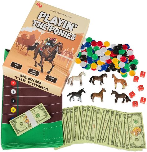 Playin' The Ponies - Horse Race Board Game, Horse Games, Horse Racing Game for Adults, Horse Racing Board Game, Derby Horse Race Game, Race Horse Game Board, Horse Dice Games, Social Party Games in Kuwait
