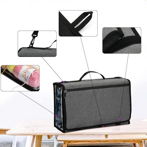 LOOEN Portable Yarn Tote Bag Foldable Hanging Yarn Storage Knitting Organizer Storage, Clear Wall Display Bulk Yarn Organizer Bag for DIY Knitting in Kuwait