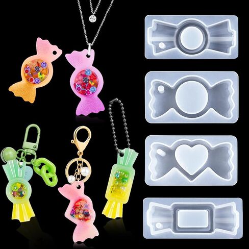 Voyyphixa 4 PCS Bowknot Shape Resin Shaker Molds Heart Hollow Quicksand Silicone Molds Bow Epoxy Casting Molds for Charms Pendant Jewelry Keyring Decoration DIY Craft Making in Saudi Arabia