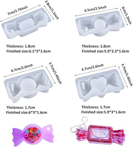 Voyyphixa 4 PCS Bowknot Shape Resin Shaker Molds Heart Hollow Quicksand Silicone Molds Bow Epoxy Casting Molds for Charms Pendant Jewelry Keyring Decoration DIY Craft Making in Saudi Arabia