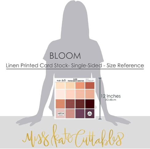 Linen Print Smooth 67lb Cardstock - Bloom - for Watercolor Florals - 32 Sheets - Single-Sided Card Stock - Two of 16 Colors - White Core - Crafting Scrapbook - by Miss Kate Cuttables in Saudi Arabia