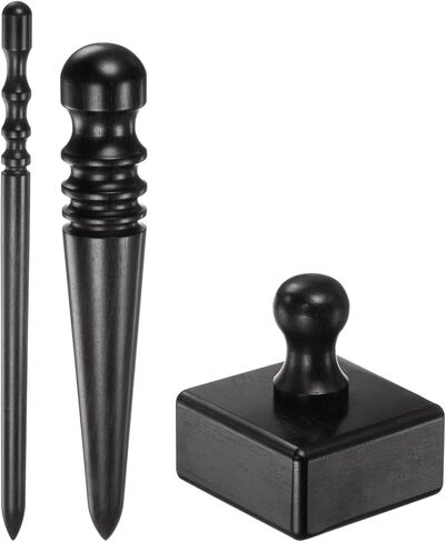 HARFINGTON Leather Edge Burnisher Tool 3 Type Black Ebony Wood 4 Grooves Slim Stick & Round Head & Cube Wood Edge Slicker Leather Burnishing Tool for Polished Edges Craft Leathercraft Working in Saudi Arabia