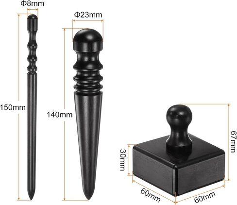 HARFINGTON Leather Edge Burnisher Tool 3 Type Black Ebony Wood 4 Grooves Slim Stick & Round Head & Cube Wood Edge Slicker Leather Burnishing Tool for Polished Edges Craft Leathercraft Working in Saudi Arabia