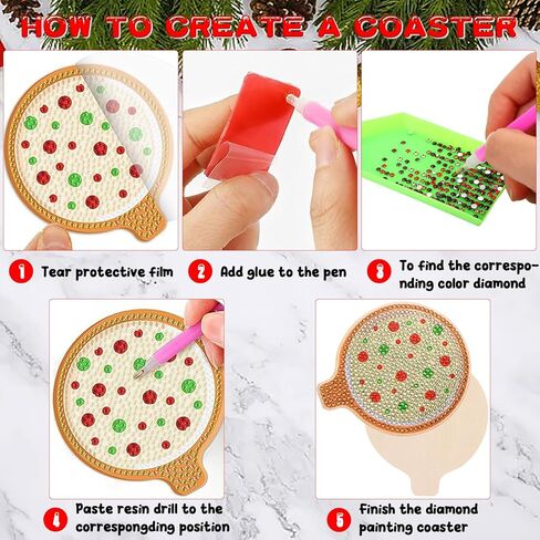 8Pcs Christmas Gingerbread Man Diamond Painting Coasters with Holder DIY Diamond Art Coaster for Xmas Christmas Diamond Art Kits for Kids Adult Table Decor in Kuwait