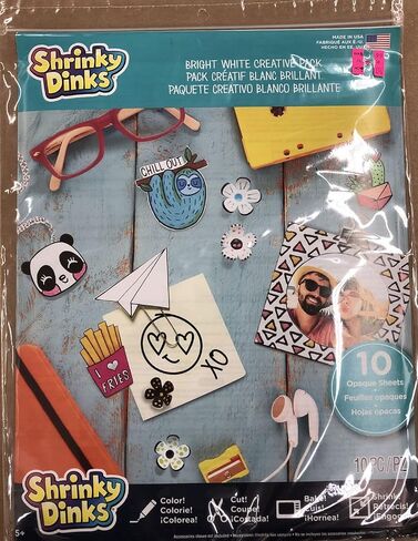 مجموعة شرينكي دينكس الإبداعية، 10 أوراق بيضاء براقة، مجموعة أنشطة الفنون والحرف للأطفال من جاست بلاي in Saudi Arabia
