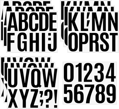 ملصقات حروف كبيرة مقاس 4 انش، 103 قطعة من 10 اوراق كبيرة ذاتية اللصق، مجموعة ملصقات ارقام حروف لصندوق البريد والباب والسيارات والنافذة وديكور المنزل in Kuwait