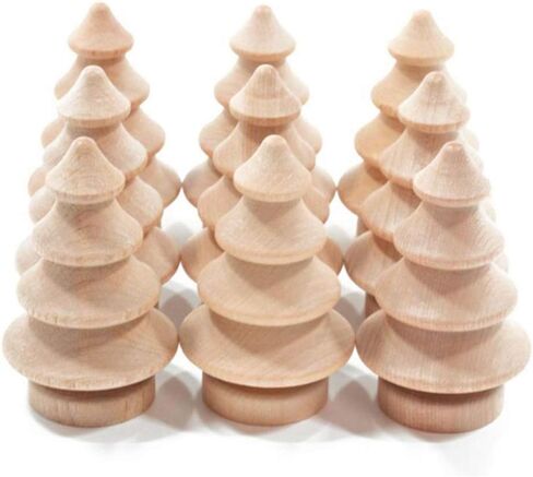 FOMIYES 10pcs Unfinished Mini Christmas Trees for DIY Crafts Wooden Unfinished Miniature Trees Drawing Doll Toy Wooden Peg Doll for Home Decoration Ornament in Saudi Arabia