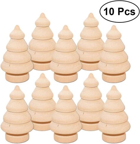 FOMIYES 10pcs Unfinished Mini Christmas Trees for DIY Crafts Wooden Unfinished Miniature Trees Drawing Doll Toy Wooden Peg Doll for Home Decoration Ornament in Saudi Arabia
