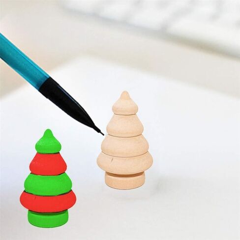 FOMIYES 10pcs Unfinished Mini Christmas Trees for DIY Crafts Wooden Unfinished Miniature Trees Drawing Doll Toy Wooden Peg Doll for Home Decoration Ornament in Saudi Arabia