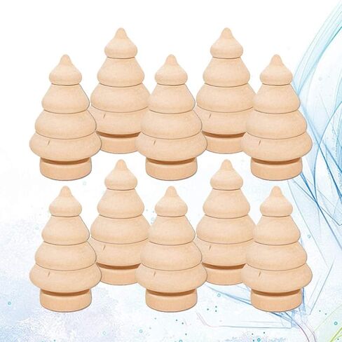 FOMIYES 10pcs Unfinished Mini Christmas Trees for DIY Crafts Wooden Unfinished Miniature Trees Drawing Doll Toy Wooden Peg Doll for Home Decoration Ornament in Saudi Arabia
