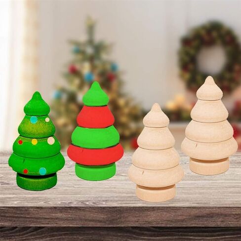 FOMIYES 10pcs Unfinished Mini Christmas Trees for DIY Crafts Wooden Unfinished Miniature Trees Drawing Doll Toy Wooden Peg Doll for Home Decoration Ornament in Saudi Arabia