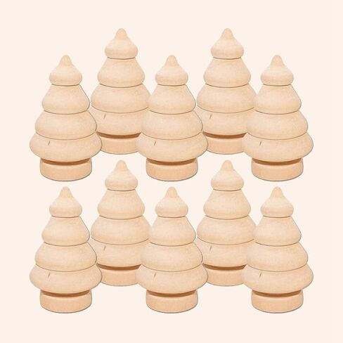 FOMIYES 10pcs Unfinished Mini Christmas Trees for DIY Crafts Wooden Unfinished Miniature Trees Drawing Doll Toy Wooden Peg Doll for Home Decoration Ornament in Saudi Arabia