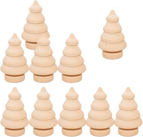 FOMIYES 10pcs Unfinished Mini Christmas Trees for DIY Crafts Wooden Unfinished Miniature Trees Drawing Doll Toy Wooden Peg Doll for Home Decoration Ornament in Saudi Arabia