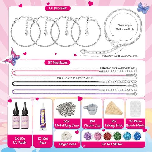 Eleanore's Diary Make Your Own Bracelets, Unicorn Parent-Child Interaction Gift, Jewellery Making Set, Bracelet Making Kit with Bracelets/Resin/Glitter, Jewellery Crafts, Gifts for Family in Kuwait