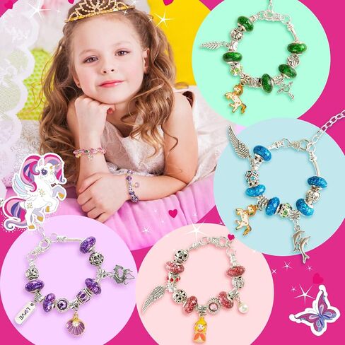 Eleanore's Diary Make Your Own Bracelets, Unicorn Parent-Child Interaction Gift, Jewellery Making Set, Bracelet Making Kit with Bracelets/Resin/Glitter, Jewellery Crafts, Gifts for Family in Kuwait