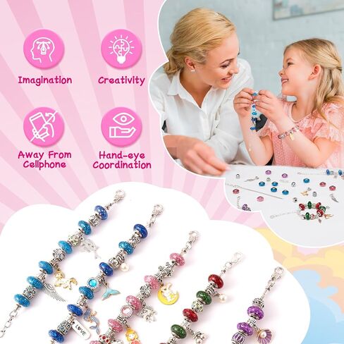 Eleanore's Diary Make Your Own Bracelets, Unicorn Parent-Child Interaction Gift, Jewellery Making Set, Bracelet Making Kit with Bracelets/Resin/Glitter, Jewellery Crafts, Gifts for Family in Kuwait