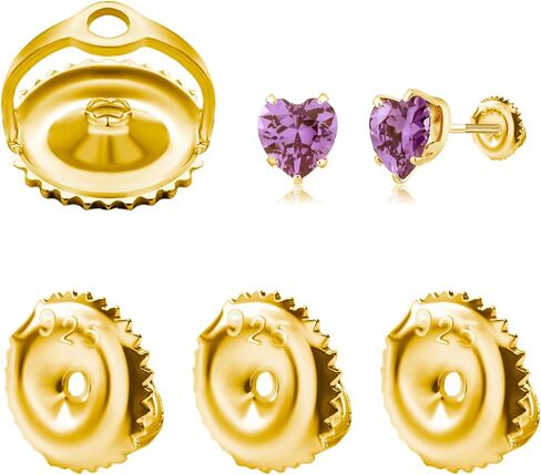 2 Pairs Screw Earring Backs Replacement, 925 Sterling Silver Screw On Earring Backs for Studs, Hypoallergenic Gold Plated Secure Screw Backs Fit for 0.032" Threaded Post (Gold) in Kuwait