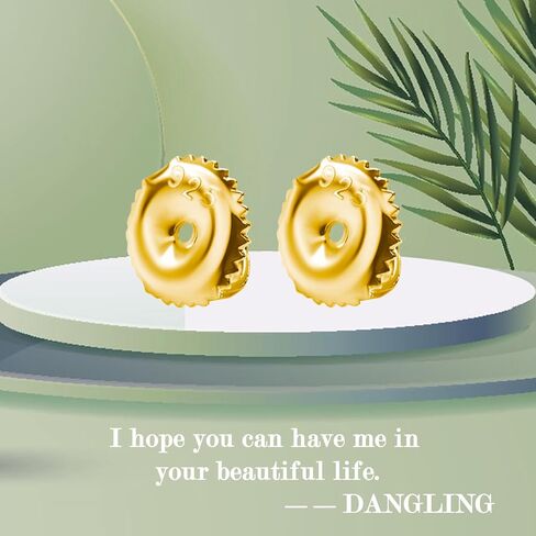 2 Pairs Screw Earring Backs Replacement, 925 Sterling Silver Screw On Earring Backs for Studs, Hypoallergenic Gold Plated Secure Screw Backs Fit for 0.032" Threaded Post (Gold) in Kuwait
