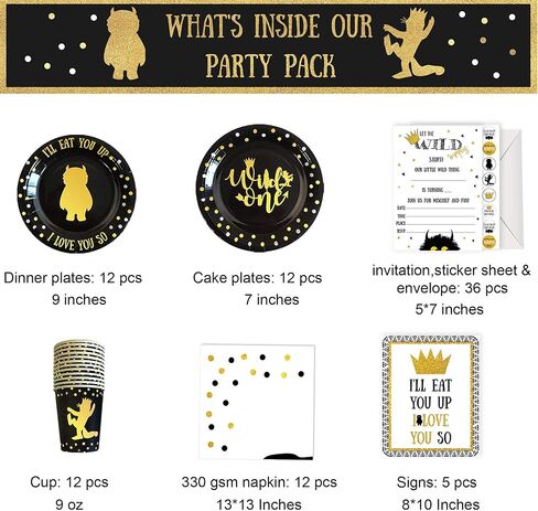 ديكورات عيد الميلاد وايلد وان 12 قطعة - 129 قطعة لوازم حفلات وايلد ون - مناديل حفلات - أكواب للاستعمال مرة واحدة - كرسي عالٍ وزينة صورة شهرية - أغطية علوية لكعكة - بطاقات دعوة in Kuwait