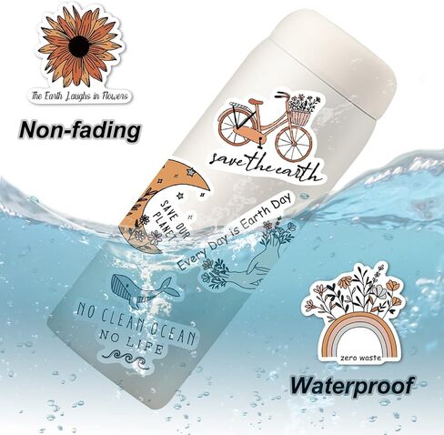 50 قطعة من ملصقات حماية البيئة لزجاجات المياه من الفينيل، ملصقات يوم الارض المقاومة للماء للاطفال والمراهقين لحماية البيئة، ملصقات للابتوب والمجلات هدية لدعاة البيئة in Kuwait
