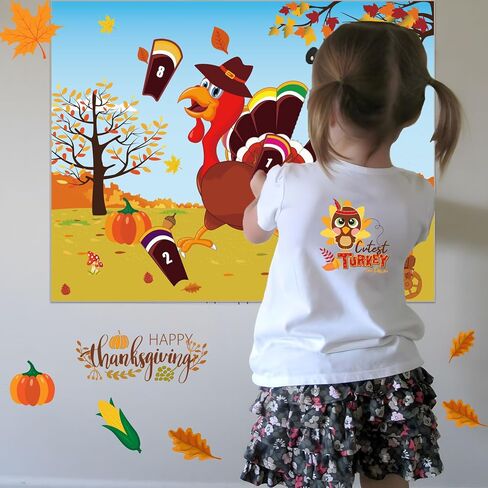 Thanksgiving Party Games for Kids Pin The Tail On The Turkey Game Friendsgiving Games with 24 Turkey Tail Stickers for Audults Family in Saudi Arabia