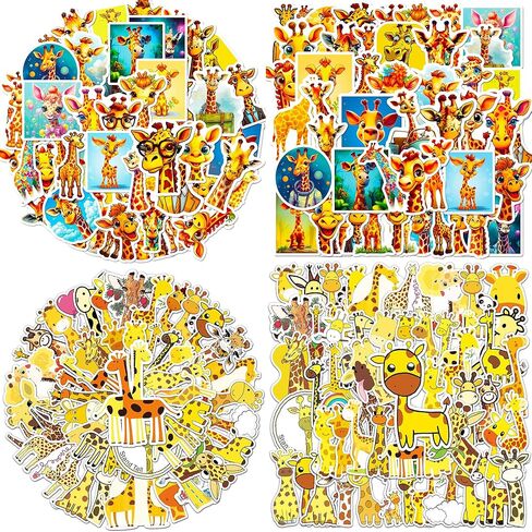 100 قطعة من ملصقات الزرافة الجميلة على شكل زرافة من الفينيل، ملصقات مقاومة للماء جمالية، ملصقات زرافة صفراء للاطفال والكبار للابتوب وزجاجة المياه والجوال ولوح التزلج والجيتار والامتعة والخوذة، ديكور in Kuwait