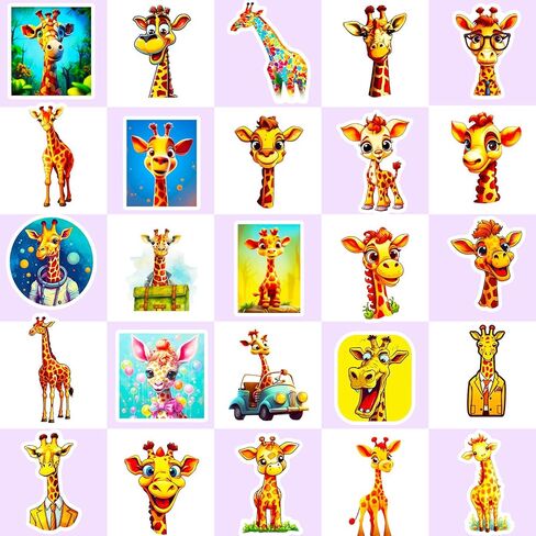 100 قطعة من ملصقات الزرافة الجميلة على شكل زرافة من الفينيل، ملصقات مقاومة للماء جمالية، ملصقات زرافة صفراء للاطفال والكبار للابتوب وزجاجة المياه والجوال ولوح التزلج والجيتار والامتعة والخوذة، ديكور in Kuwait