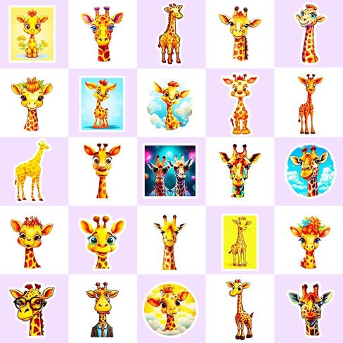 100 قطعة من ملصقات الزرافة الجميلة على شكل زرافة من الفينيل، ملصقات مقاومة للماء جمالية، ملصقات زرافة صفراء للاطفال والكبار للابتوب وزجاجة المياه والجوال ولوح التزلج والجيتار والامتعة والخوذة، ديكور in Kuwait